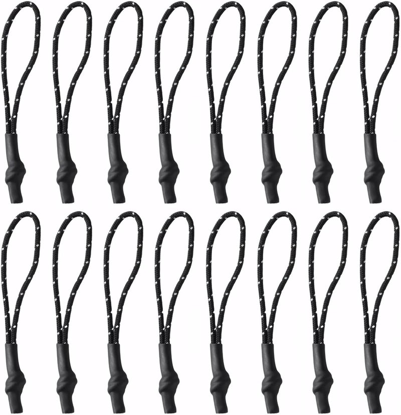 PKRFCJ 16PCS Zipper Pull Replacement, Backpack Tag Paracord Black Zipper Pull Tab for Bags Purses Clothes Backpacks - Repair Kits - Image 1